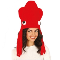 Chapeau poulpe rouge