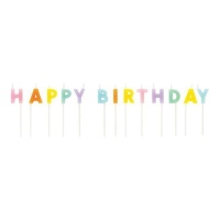 Bougies Joyeux Anniversaire Pastel de 7 cm - 13 unités