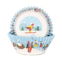Capsules pour cupcakes de skieur - 48 unités