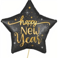 Ballon étoile noir 'Bonne Année' de 91 cm