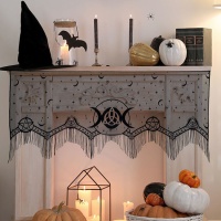 Décoration de cheminée en dentelle noire d'occultisme de 1,55 x 0,60 m