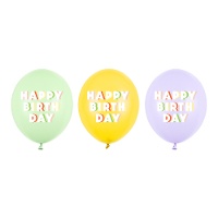 Bon anniversaire ballons multicolores en latex 30 cm - 50 pcs.