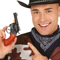 Pistolet de cowboy marron et noir de 18 cm