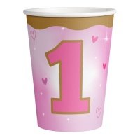 Verres pour le premier anniversaire d'une fille de 266 ml - 8 unités