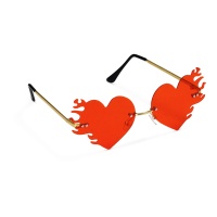 Lunettes en forme de coeur avec flammes sans monture