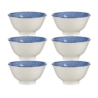 Bol japonais bleu à vagues de 0,5 L - 6 pièces