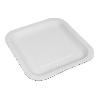 Assiettes de 26 cm en carton blanc carrées - 12 unités