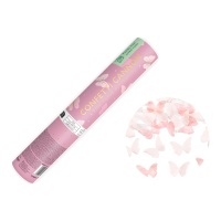 Canon à confettis de papillons blancs et roses de 20 cm