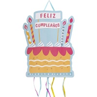 Piñata en forme de gâteau d'anniversaire - 49 x 40 cm