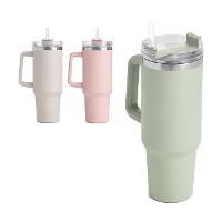 Verre de 1,2 L thermique avec poignée et paille en couleurs claires - 1 unité