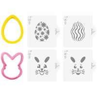 Emporte?pièces lapin et oeuf avec pochoirs