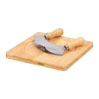 Planche en bambou 20 x 20 cm avec hachoir à double lame pour légumes