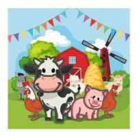 Serviettes d'animaux de ferme joyeux de 16,5 x 16,5 cm - 30 unités