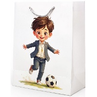 Sac cadeau de communion pour garçon - motif football, 40 x 30 x 12 cm