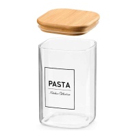 Bocal en borosilicate de 1,2 L avec couvercle en bambou pour pâtes