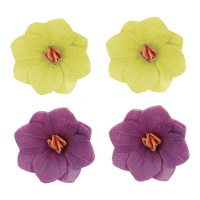 Galettes de fleurs d'hortensias en violet et jaune de 3,7 cm - FunCakes - 18 unités