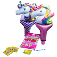 Licorne joyeuse avec 4 sachets de poudre + 2 ballons