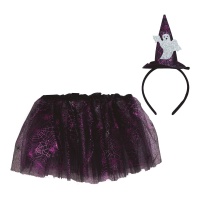 Ensemble de sorcière avec fantôme enfantin de tutu et diadème - 2 pièces