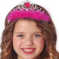 Diadème de couronne de princesse avec coeur et plumes