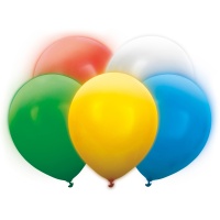 Ballons en latex de 30 cm avec lumière assortie - 5 unités