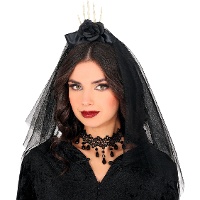 Serre-tête avec fleur noire et voile