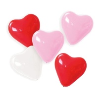 Ballons en latex de 30 cm en forme de coeur - 5 unités