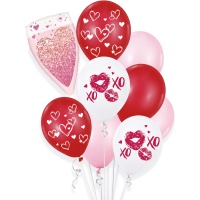 Bouquet de ballons Saint-Valentin XO - 9 unités