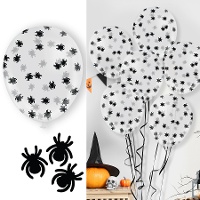 Ballons en latex avec confettis d'araignée - 10 unités