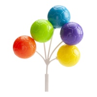Topper pour gâteau avec ballons de football colorés de 12 cm - 36 unités