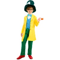 Costume de Chapelier Fou jaune et vert pour enfant