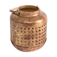 Porte-bougie en métal cuivre de 13 x 13,7 cm - Dcasa
