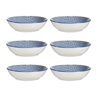 Assiette de 20 cm géométrique bleu creux - Vessia - 6 unités