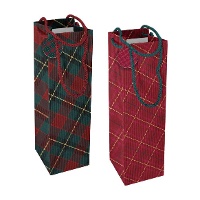 Sac à vin de 33 x 12 x 10 cm à carreaux de Noël - 1 unité