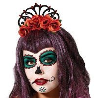 Diadème de Catrina avec roses rouges
