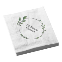 Serviettes pour Ma Première Communion Feuilles - 8 unités