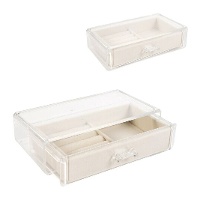 Boîte à bijoux transparente en tiroir de 19 x 11,2 x 5,2 cm