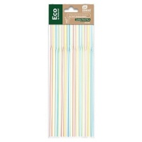 Pailles de 21 cm en plastique biodegradable rayées et flexibles - Honest Green - 50 unités