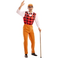 Déguisement de vieux monsieur à carreaux pour homme