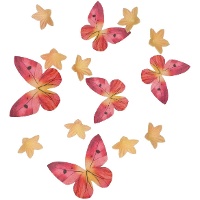 Galettes de mini fleurs et papillons orange et rose - 30 unités