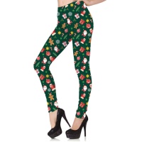 Leggings de Noël vert avec Père Noël