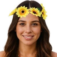 Couronne de marguerites jaunes avec noeud