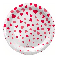 Assiettes en carton à coeurs rouges - 18 cm - 8 pièces