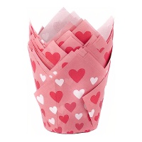 Moules tulipe en papier pour muffins motif coeurs Saint?Valentin - Azucren - 50 pièces