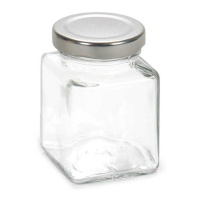 Bocal de 0,1 L carré transparent avec couvercle