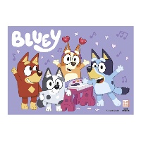 Feuille comestible Bluey et Bingo, violette - 14,8 x 21 cm