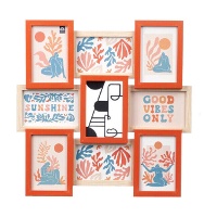 Cadre photo multicolore avec élément métallique pour 8 photos 10 x 15 cm