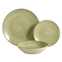 Vaisselle spirale vert olive - 18 pièces