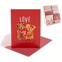 Carte avec enveloppe « Oursons amoureux » - assortiment - 1 unité