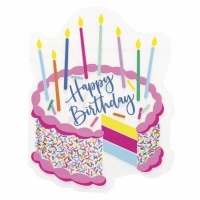 Serviettes d'anniversaire en forme de gâteau de 12,5 x 16 cm - 16 unités
