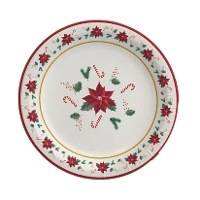 Assiettes à motif de Poinsettia de Noël 18 cm - 8 pièces
